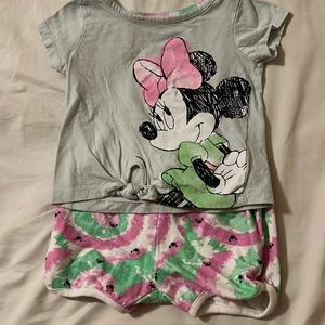 EUC—Minnie Mouse Shirt and Shorts Set